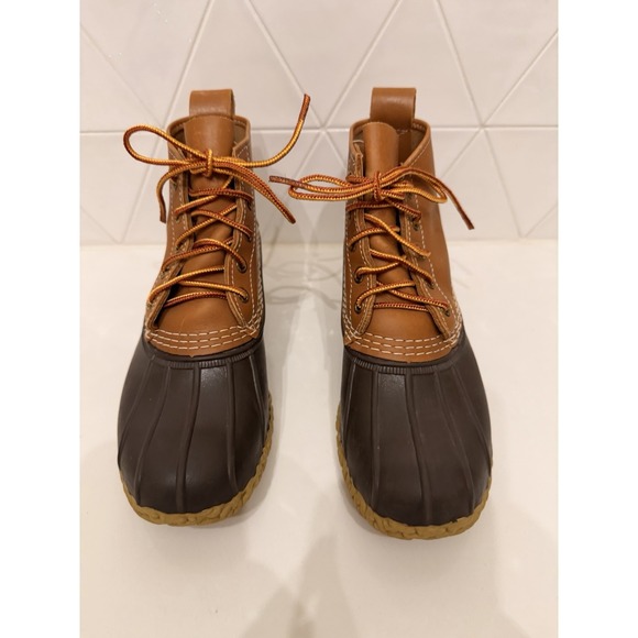 L.L. Bean Mens Duck Boots Brown Leather Rubber Made in USA NEW Size 6